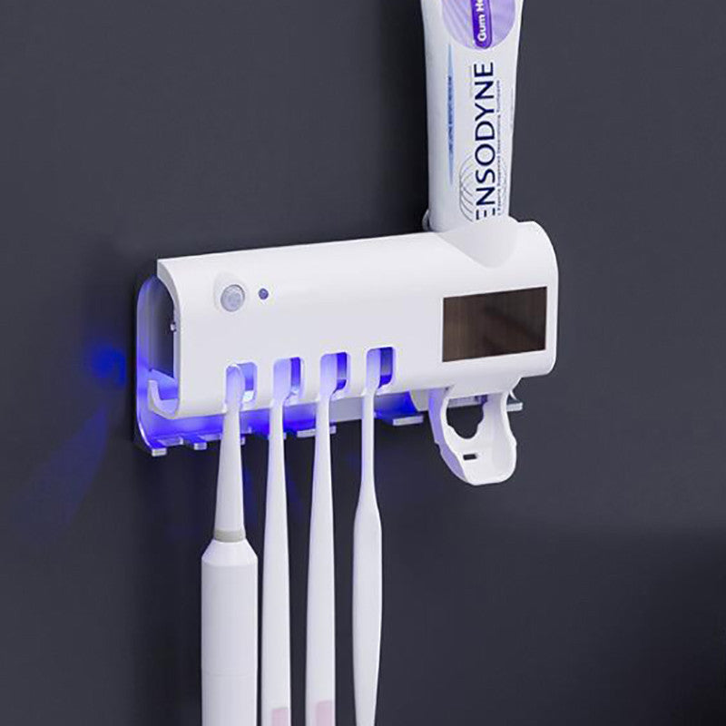 uv toothbrush sterilizer with totthpaste dispencer and toothbrush holder