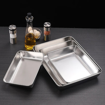 1 Pc Rectangular Stainless Steel Deepen Baking Pan Nonstick Cake Bread Pans Food Fruits Storage Trays Plates Bakeware Kitchen Ut