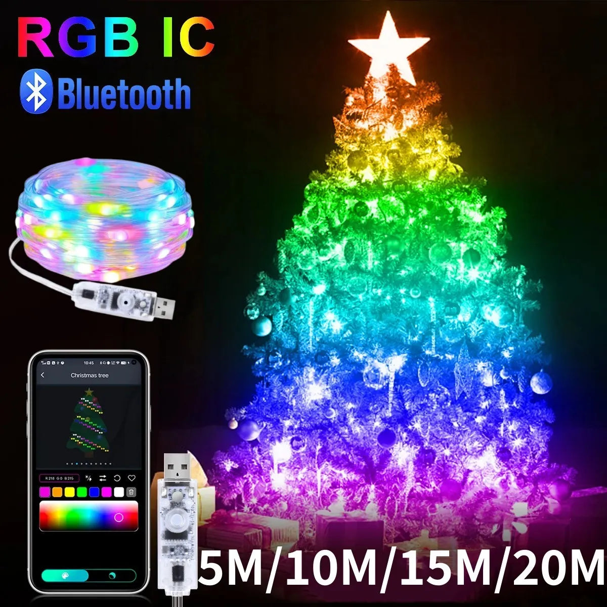 Bluetooth RGB USB String Lights