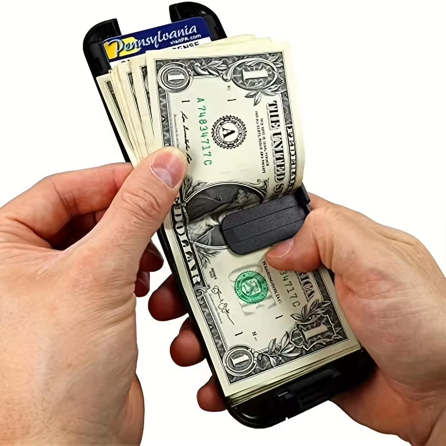 Slim Wallet RFID Blocking Wallet for Men Removable Money Metal Wallet with Money Clip for Men Crush Resistant